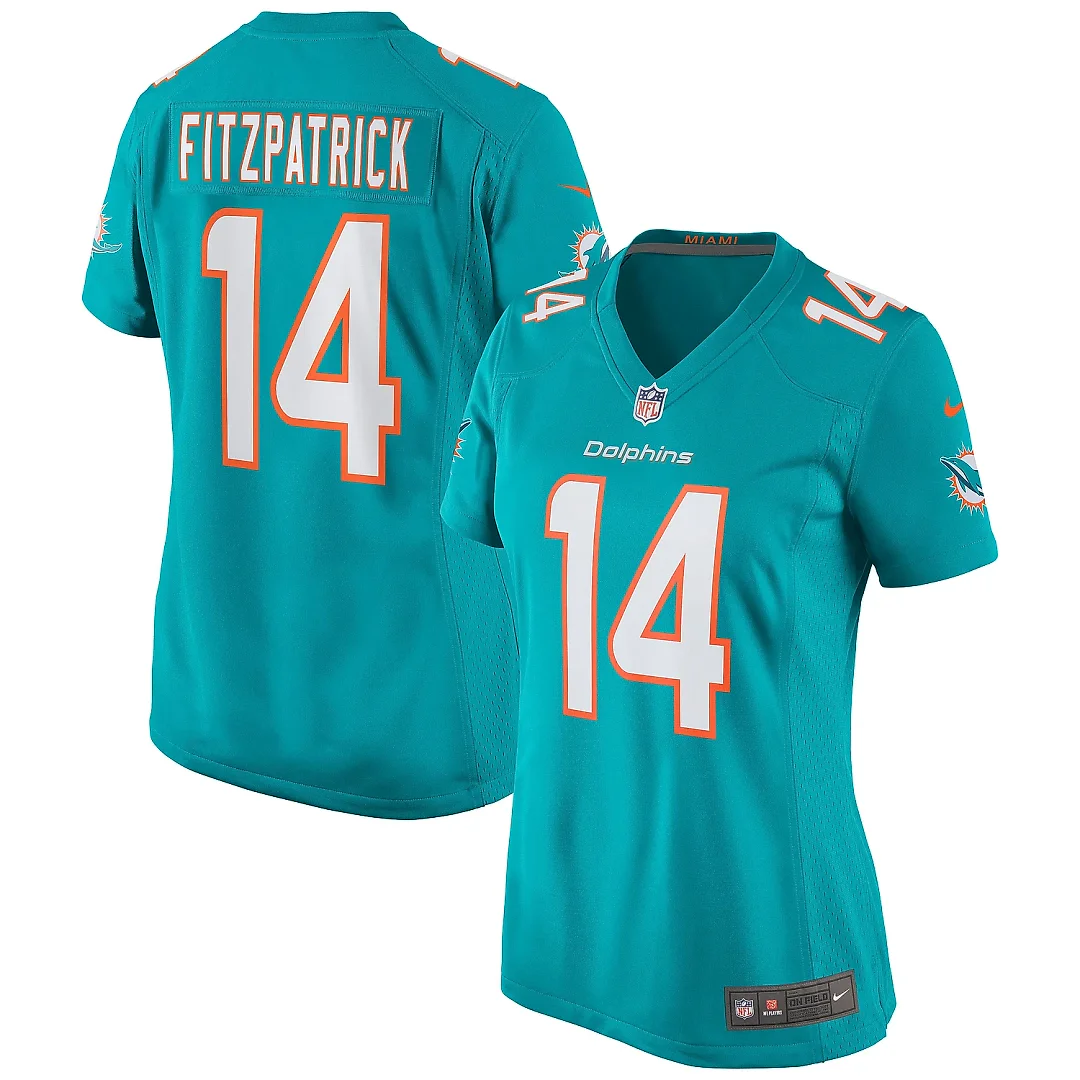 Zennovawear Women's Miami Dolphins Ryan Fitzpatrick Aqua Game Jersey