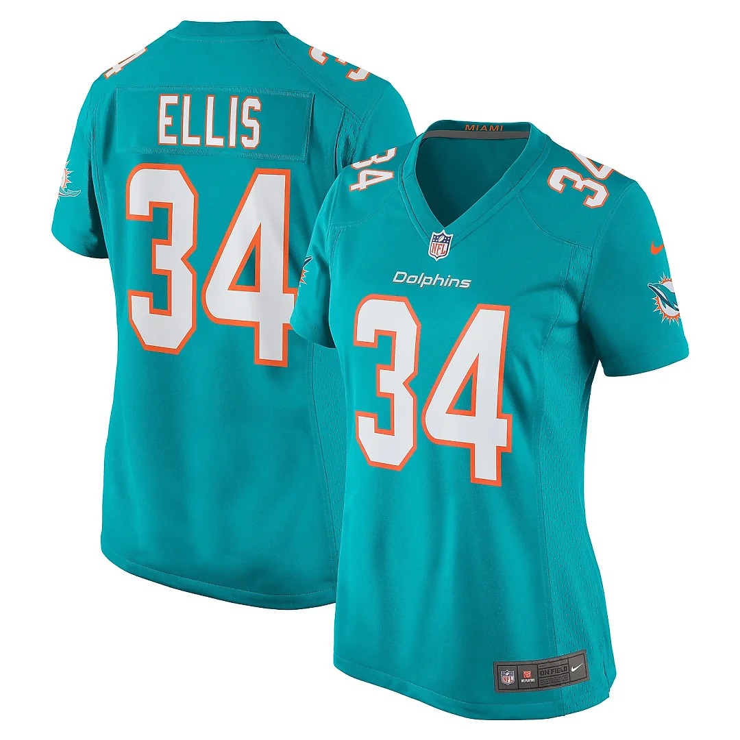 Zennovawear Women's Miami Dolphins Tino Ellis Aqua Home Game Player Jersey