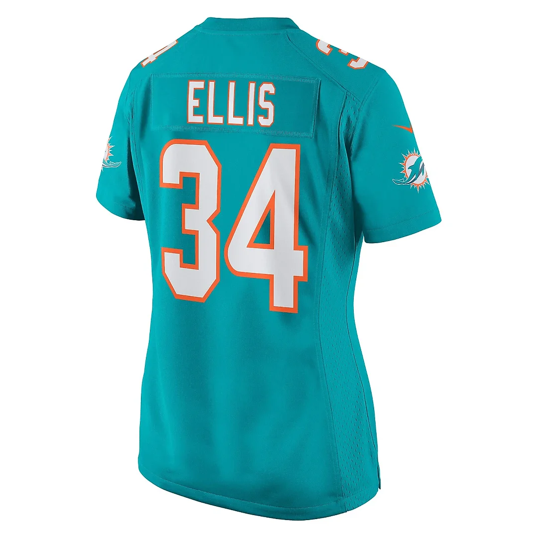 Zennovawear Women's Miami Dolphins Tino Ellis Aqua Home Game Player Jersey