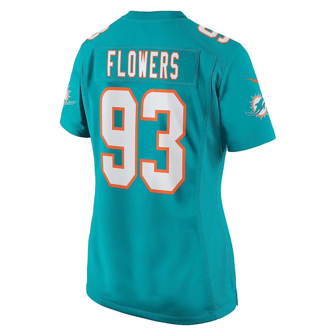 Zennovawear Women's Miami Dolphins Trey Flowers Aqua Game Player Jersey