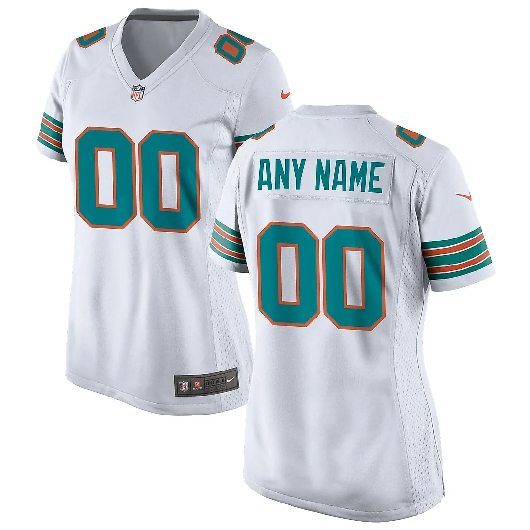 Zennovawear Women's Miami Dolphins White Alternate Custom Game Jersey