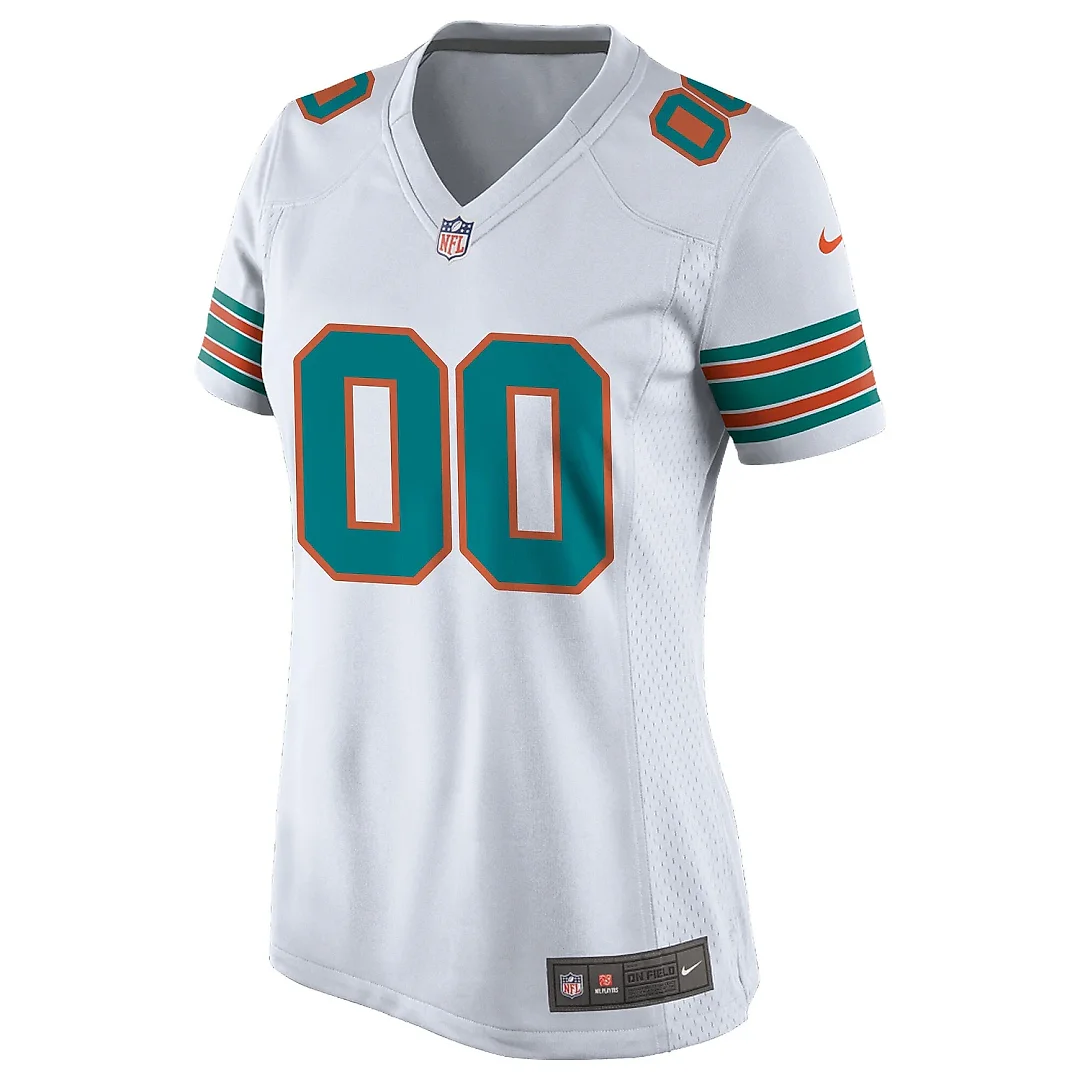 Zennovawear Women's Miami Dolphins White Alternate Custom Game Jersey