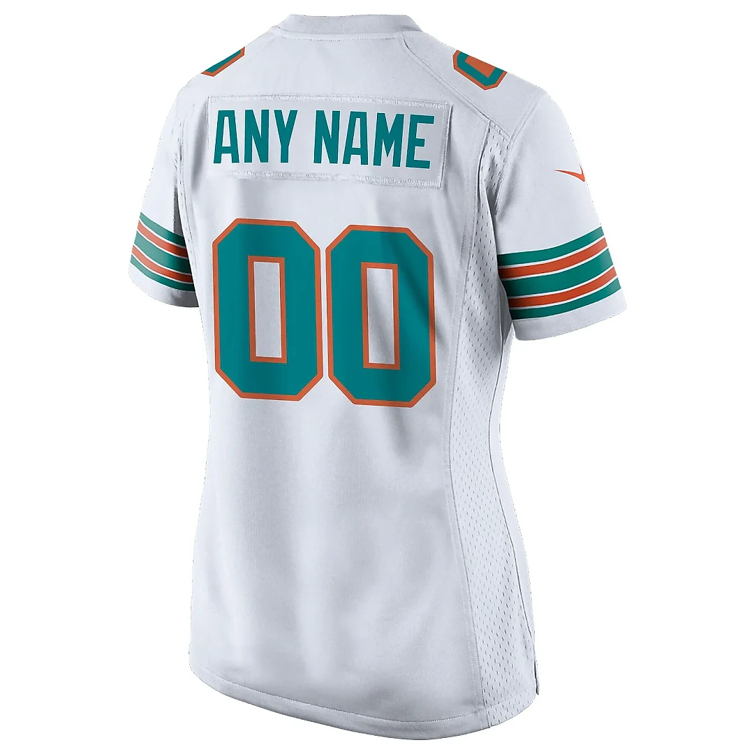 Zennovawear Women's Miami Dolphins White Alternate Custom Game Jersey