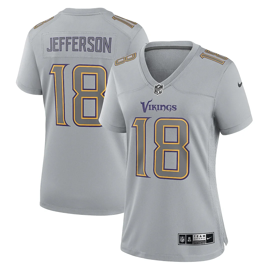 Zennovawear Women's Minnesota Vikings Justin Jefferson Gray Atmosphere Fashion Game Jersey