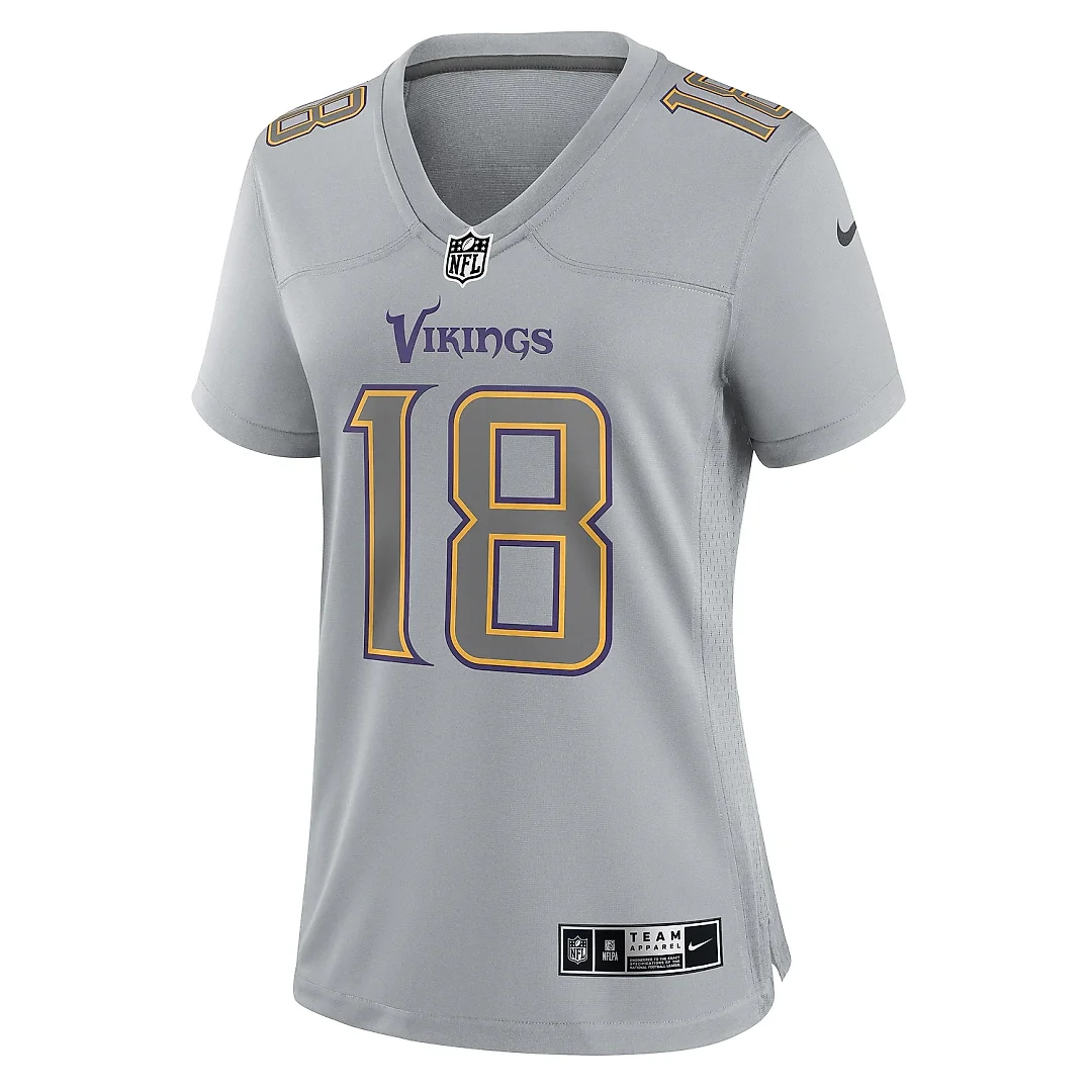 Zennovawear Women's Minnesota Vikings Justin Jefferson Gray Atmosphere Fashion Game Jersey