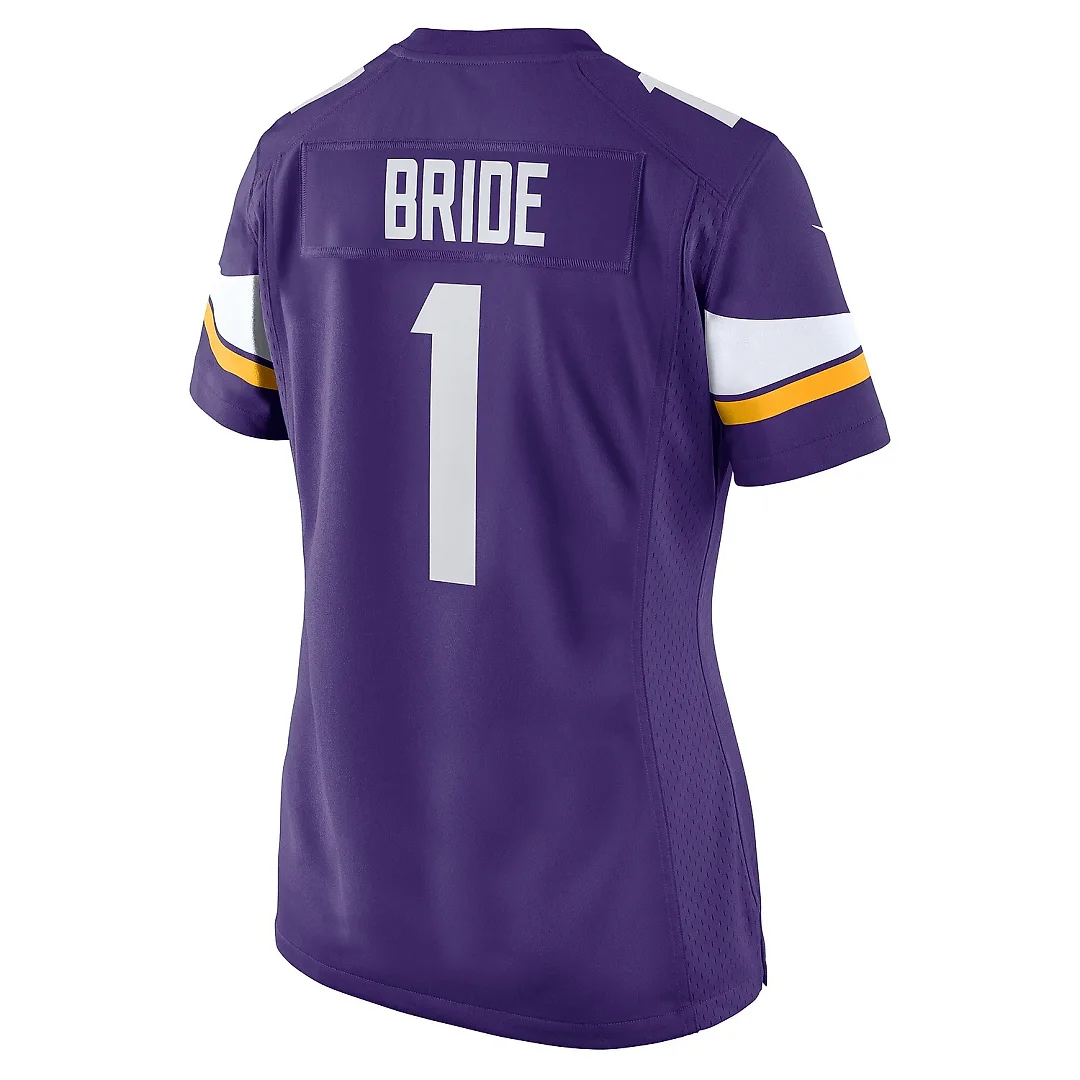 Zennovawear Women's Minnesota Vikings Number 1 Bride Purple Game Jersey