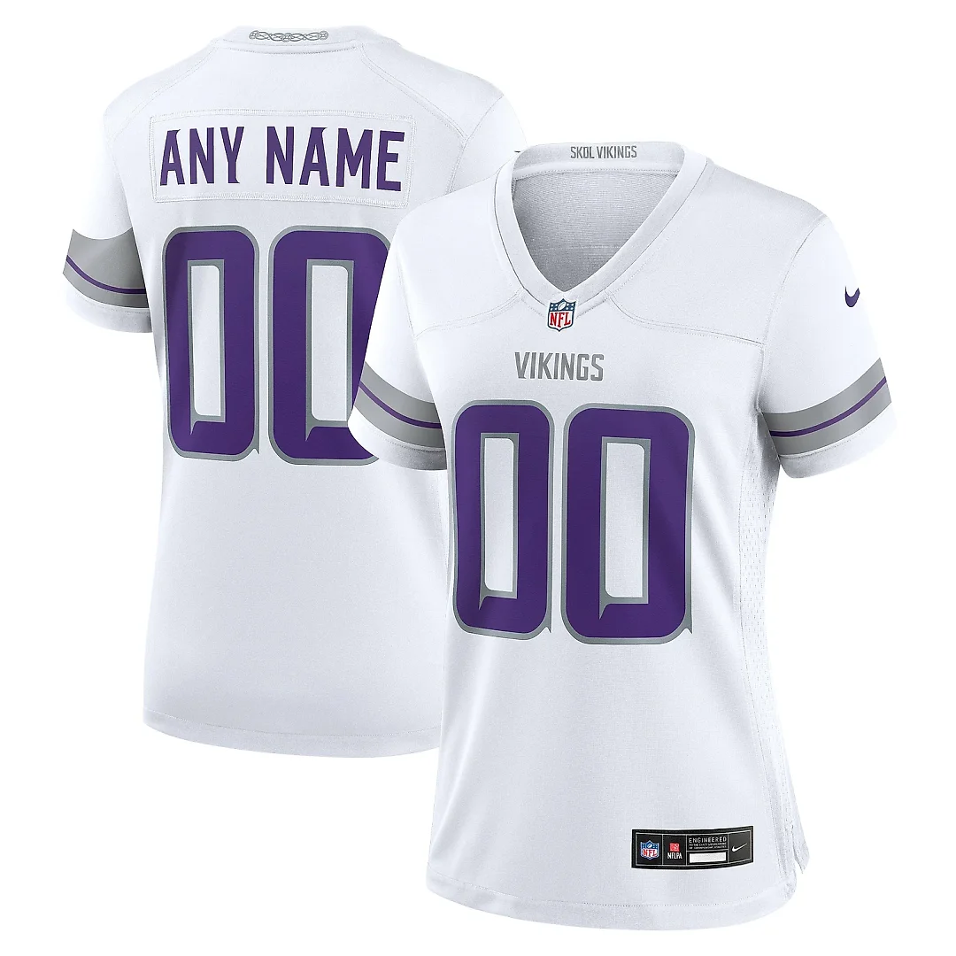 Zennovawear Women's Minnesota Vikings White Alternate Custom Game Jersey