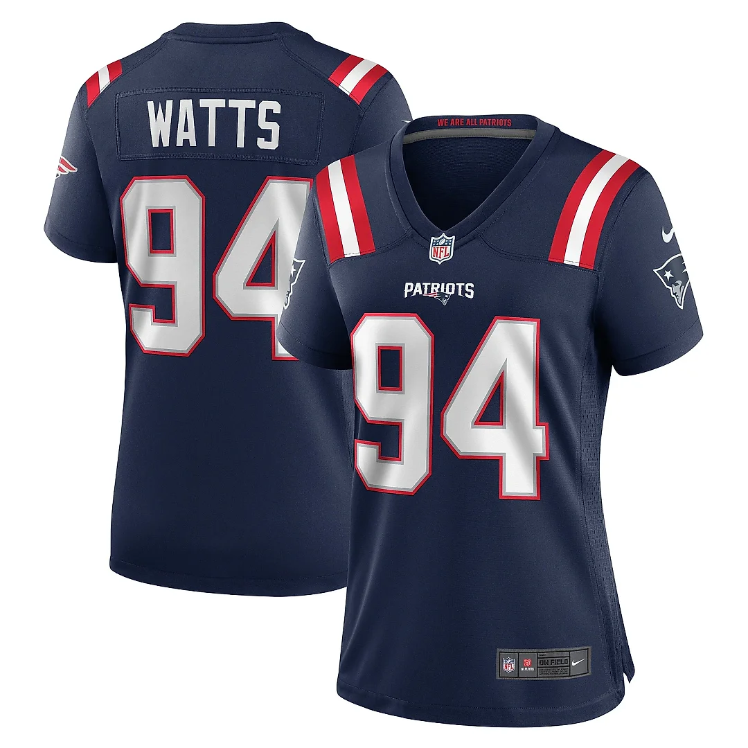 Zennovawear Women's New England Patriots Armon Watts Navy Game Jersey