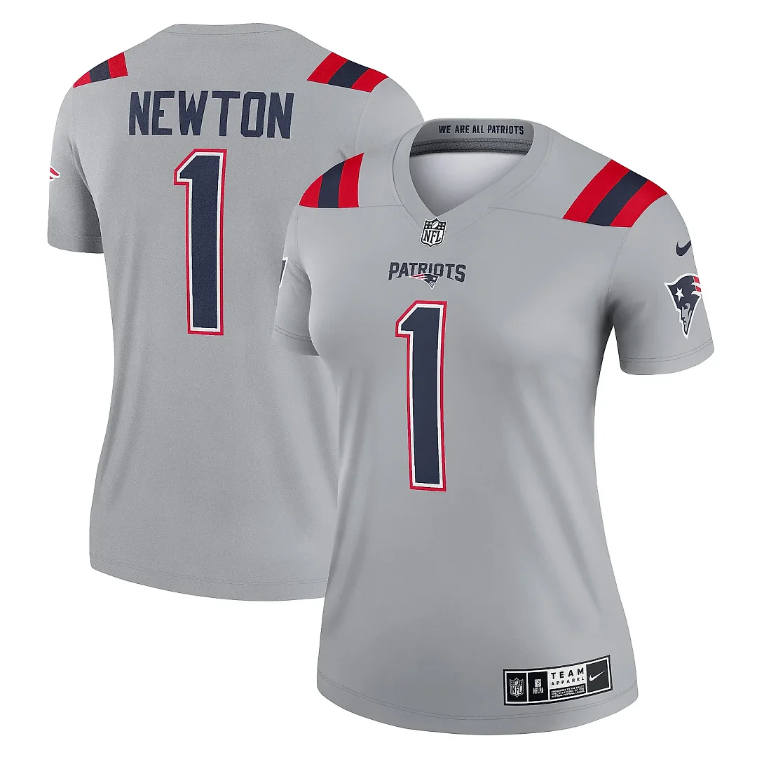 Zennovawear Women's New England Patriots Cam Newton Gray Inverted Legend Player Performance Top