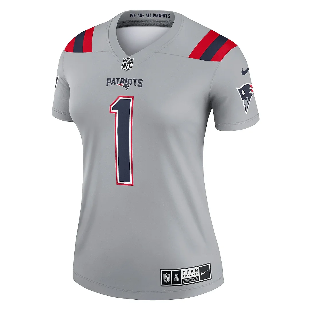 Zennovawear Women's New England Patriots Cam Newton Gray Inverted Legend Player Performance Top