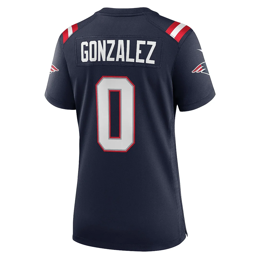 Zennovawear Women's New England Patriots Christian Gonzalez Navy Team Game Jersey