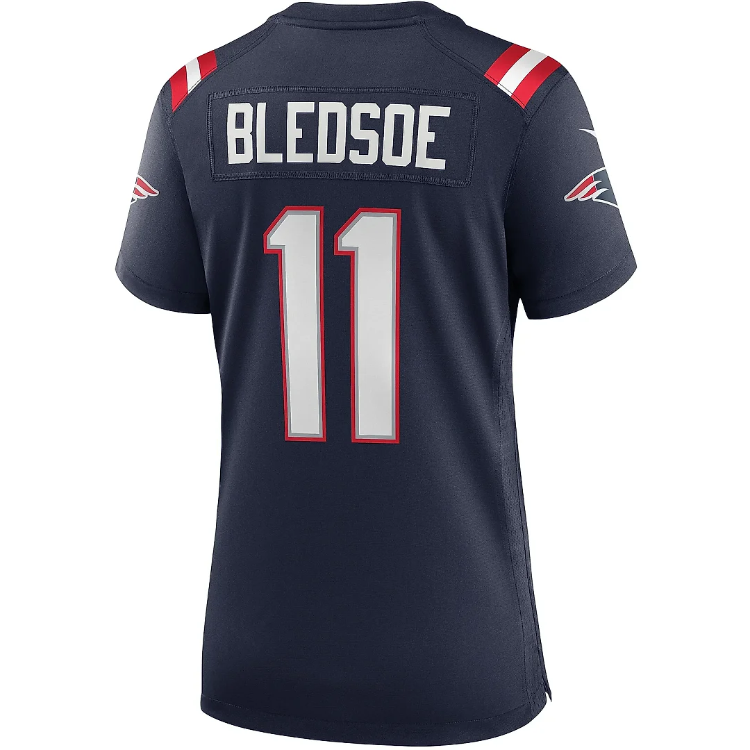 Zennovawear Women's New England Patriots Drew Bledsoe Navy Game Retired Player Jersey