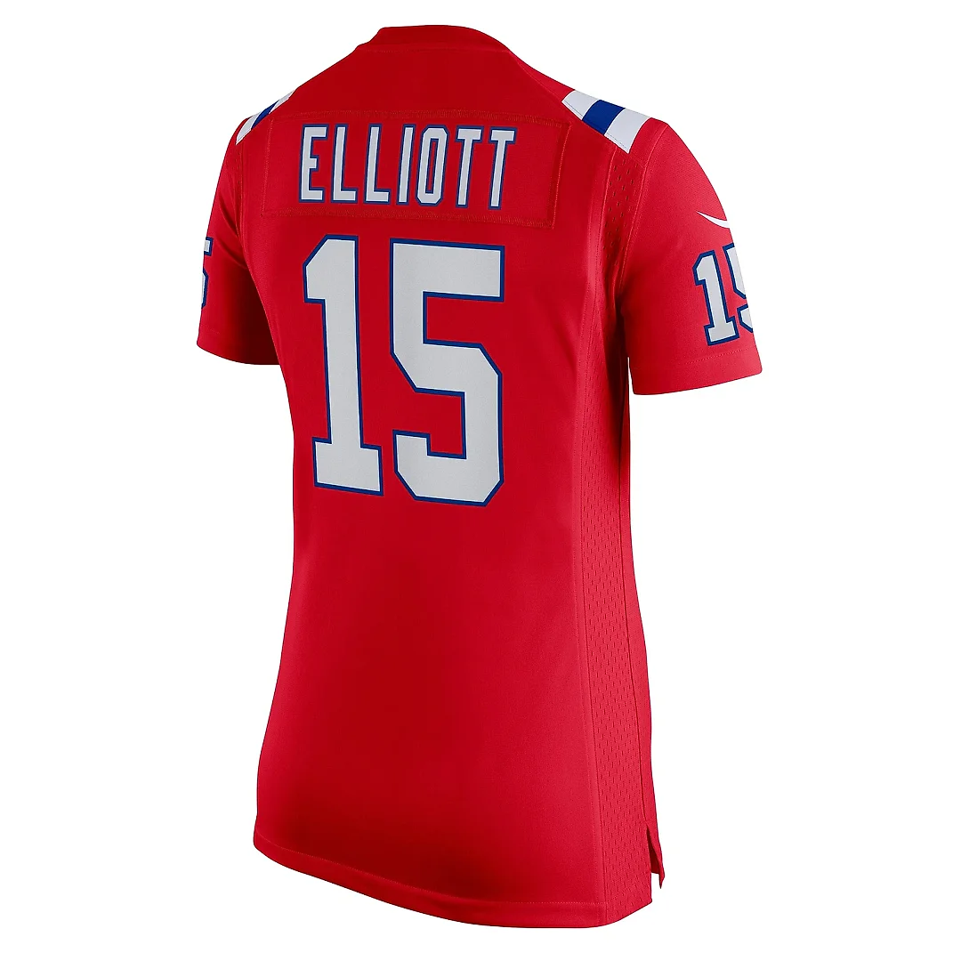 Zennovawear Women's New England Patriots Ezekiel Elliott Red Alternate Game Player Jersey