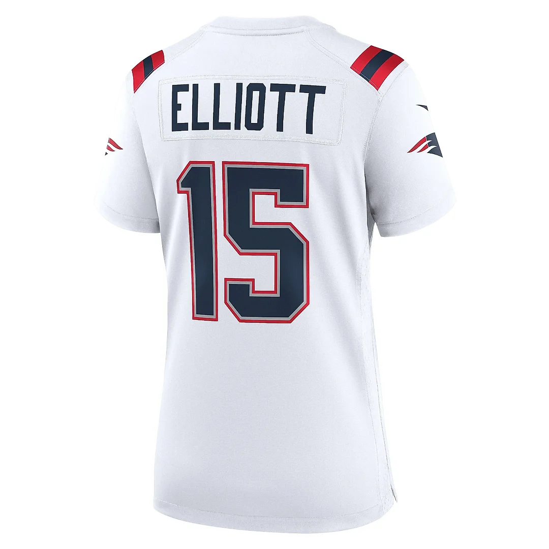Zennovawear Women's New England Patriots Ezekiel Elliott White Game Player Jersey