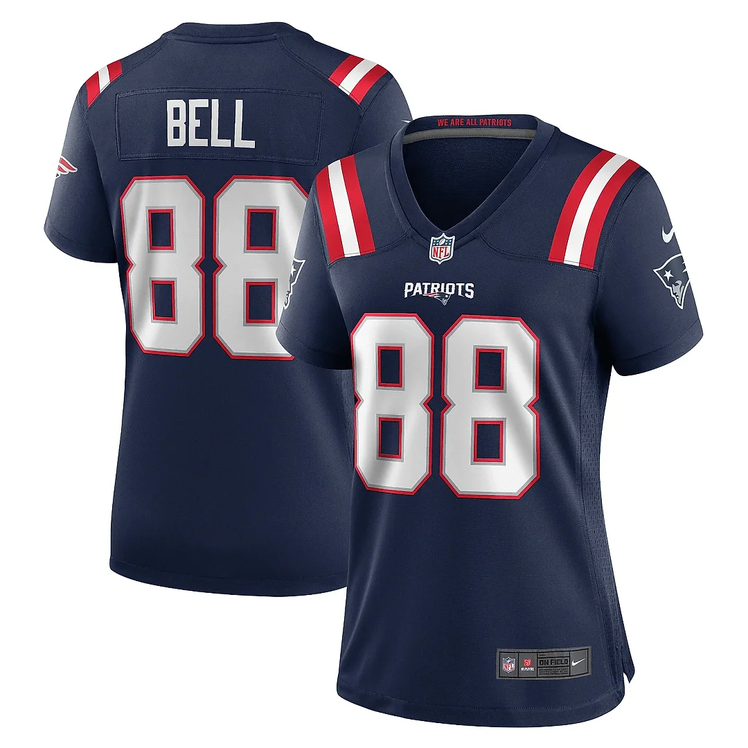 Zennovawear Women's New England Patriots Jaheim Bell Navy Game Jersey