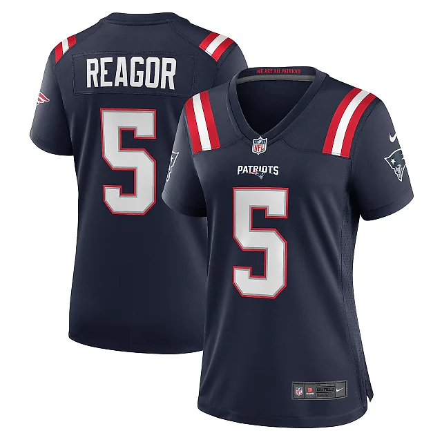 Zennovawear Women's New England Patriots Jalen Reagor Navy Team Game Jersey