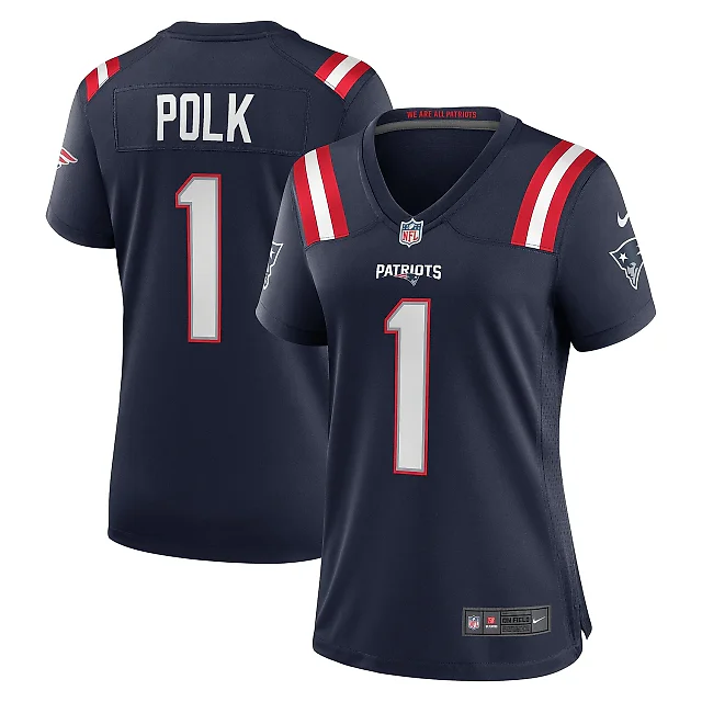 Zennovawear Women's New England Patriots Ja'Lynn Polk Navy Team Game Jersey