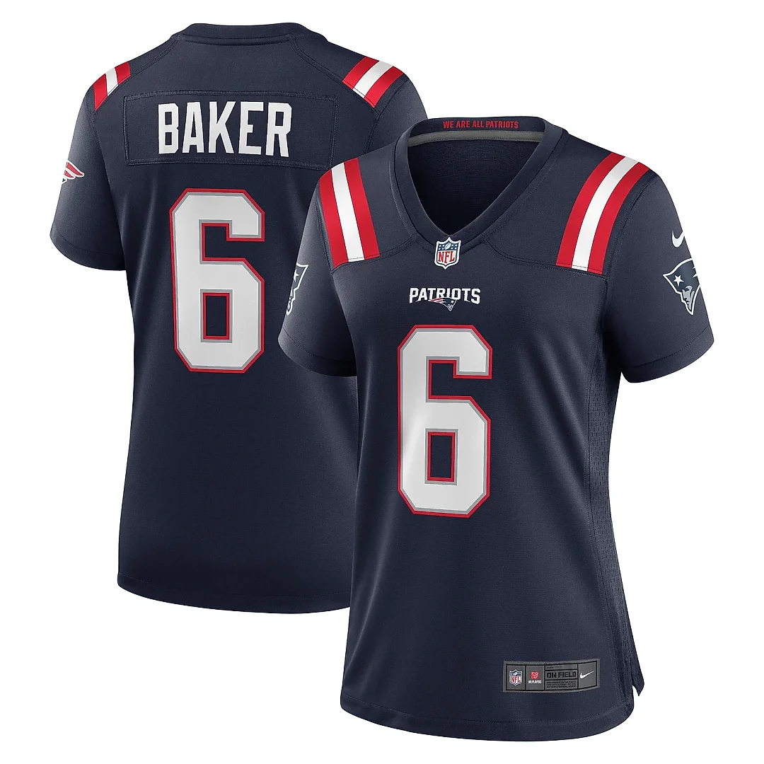 Zennovawear Women's New England Patriots Javon Baker Navy Team Game Jersey