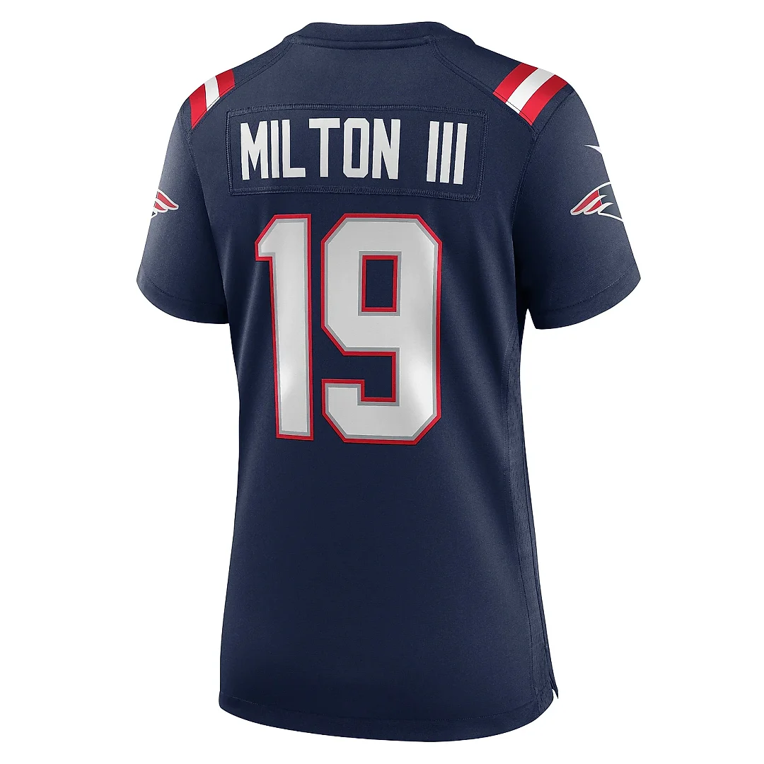 Zennovawear Women's New England Patriots Joe Milton III Navy Game Jersey