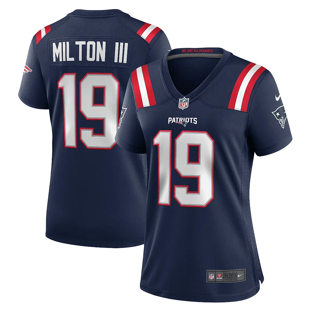 Zennovawear Women's New England Patriots Joe Milton III Navy Game Jersey