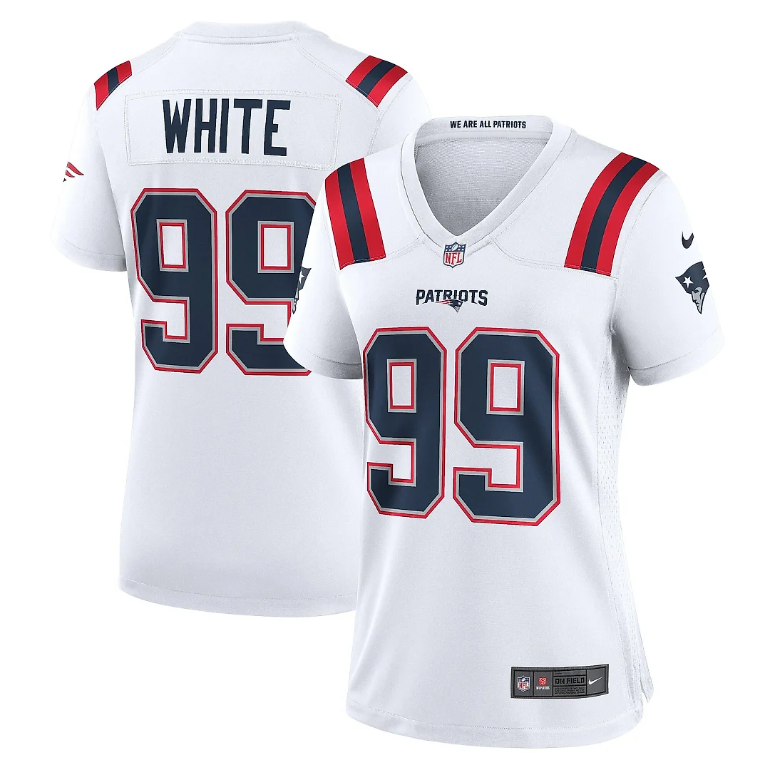 Zennovawear Women's New England Patriots Keion White White Game Jersey