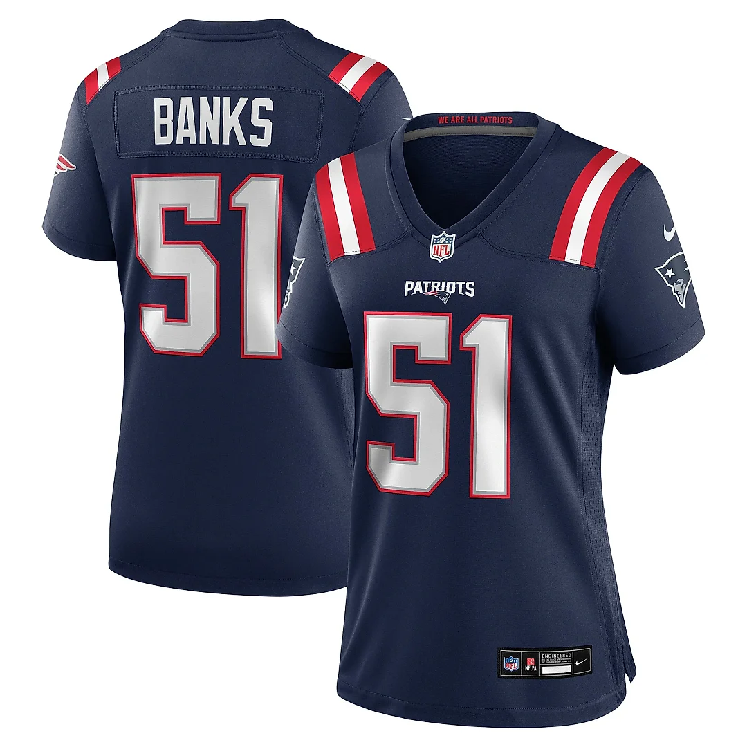 Zennovawear Women's New England Patriots Keshawn Banks Navy Game Jersey