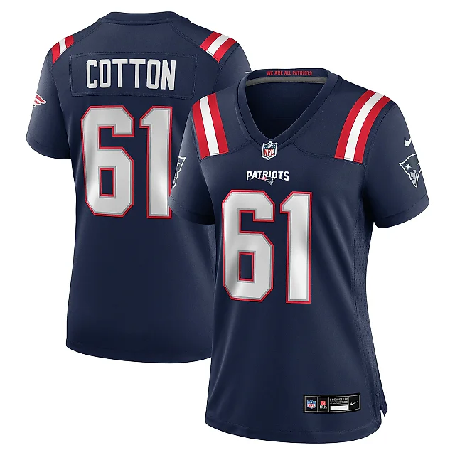 Zennovawear Women's New England Patriots Lester Cotton Sr. Navy Team Game Jersey