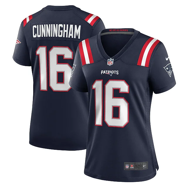 Zennovawear Women's New England Patriots Malik Cunningham Navy Team Game Jersey