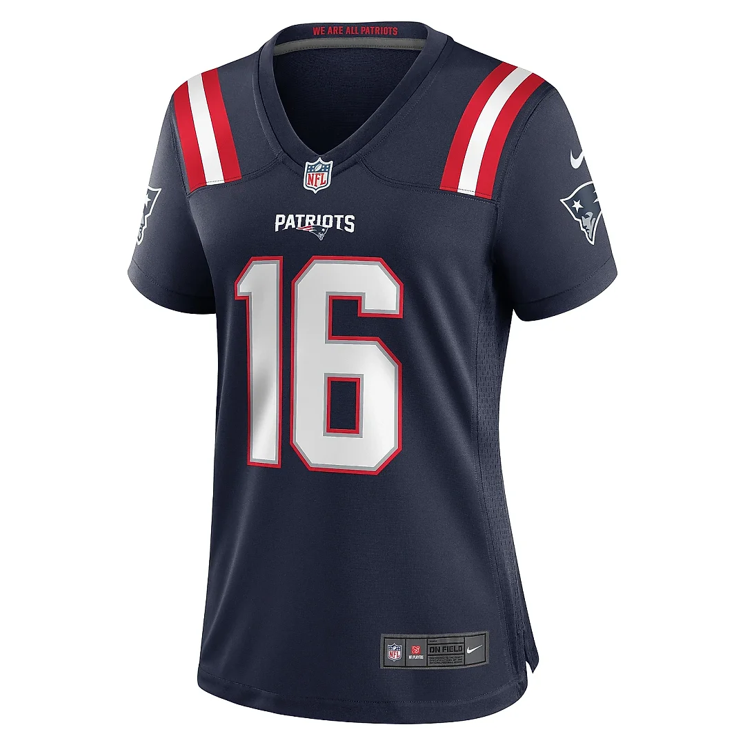 Zennovawear Women's New England Patriots Malik Cunningham Navy Team Game Jersey
