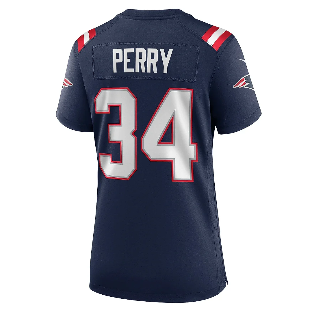 Zennovawear Women's New England Patriots Mark Perry Navy Team Game Jersey