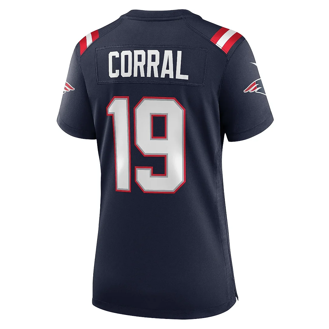 Zennovawear Women's New England Patriots Matt Corral Navy Team Game Jersey