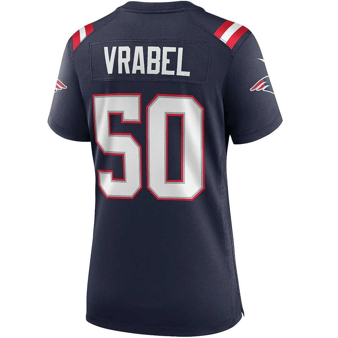 Zennovawear Women's New England Patriots Mike Vrabel Navy Game Retired Player Jersey
