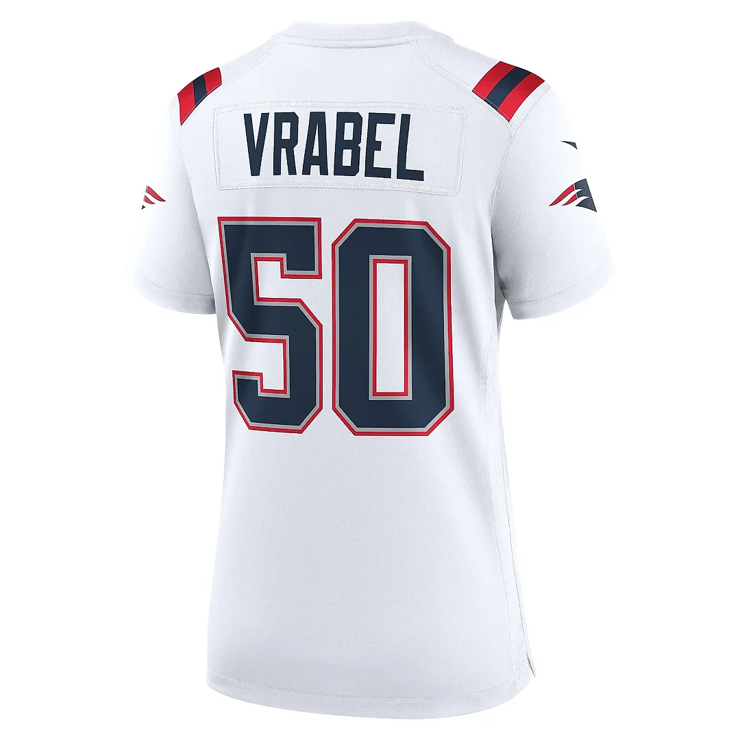 Zennovawear Women's New England Patriots Mike Vrabel White Retired Player Game Jersey