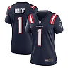 Zennovawear Women's New England Patriots Number 1 Bride Navy Game Jersey