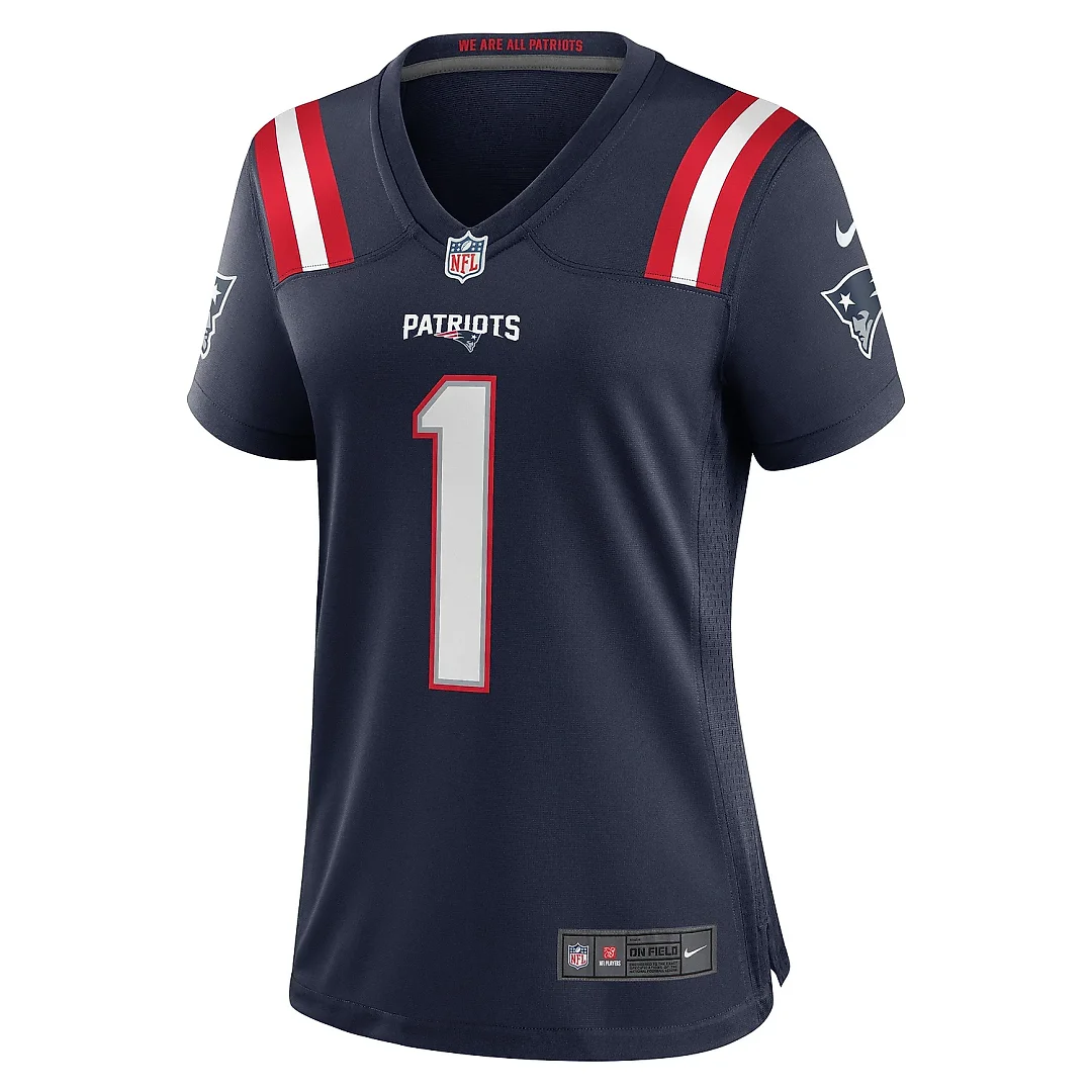 Zennovawear Women's New England Patriots Number 1 Bride Navy Game Jersey