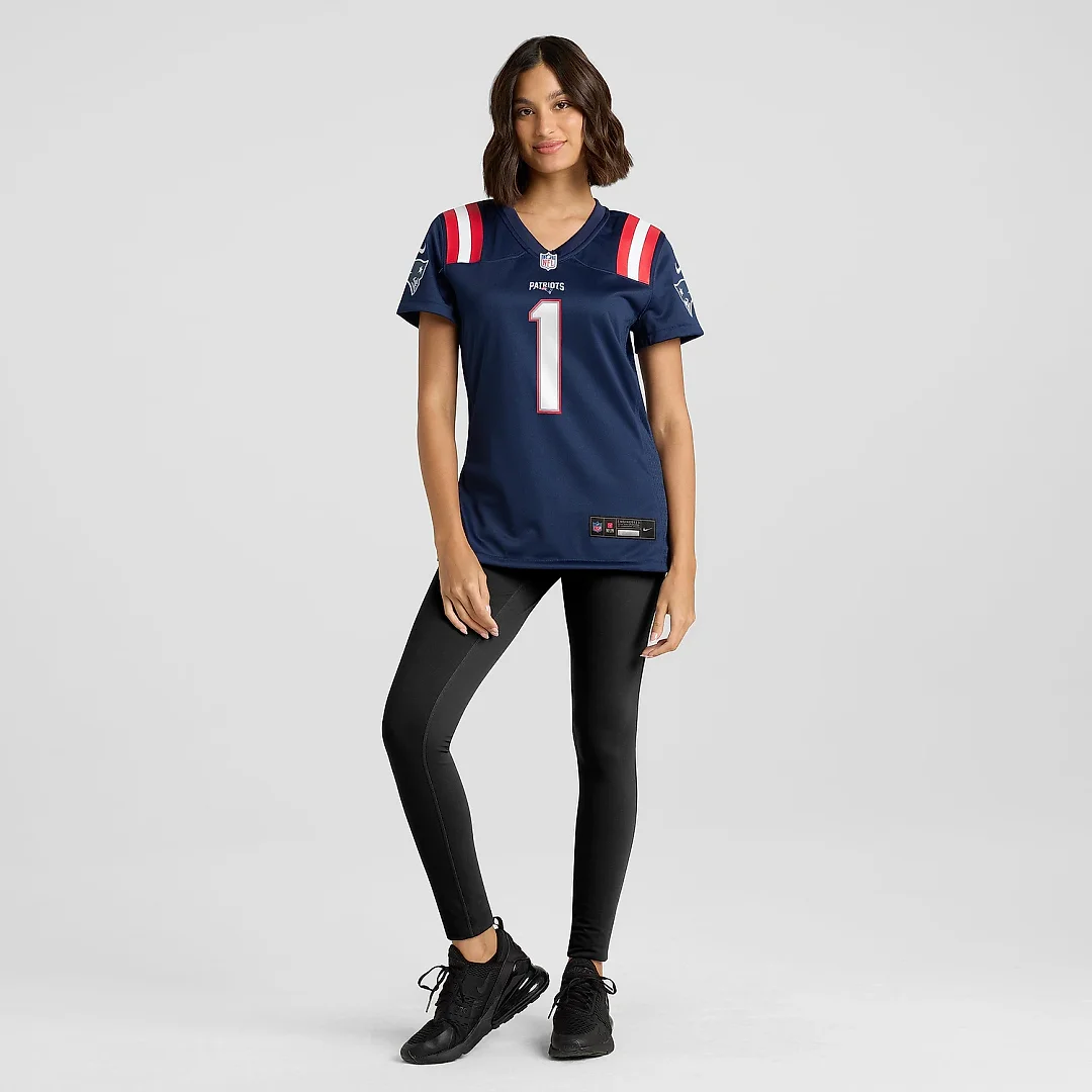 Zennovawear Women's New England Patriots Number 1 Mom Navy Game Jersey