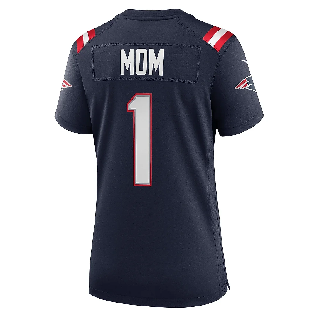 Zennovawear Women's New England Patriots Number 1 Mom Navy Game Jersey
