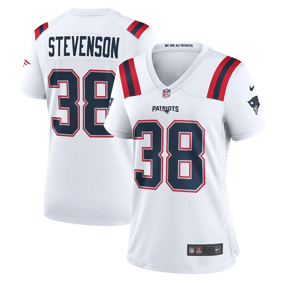 Zennovawear Women's New England Patriots Rhamondre Stevenson White Game Player Jersey