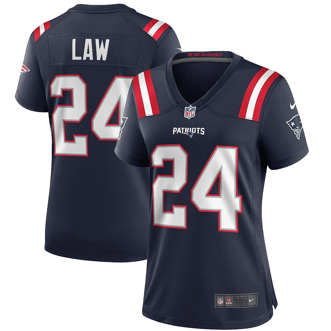 Zennovawear Women's New England Patriots Ty Law Navy Game Retired Player Jersey
