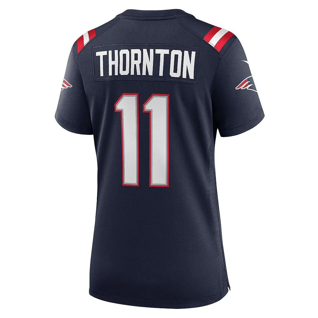 Zennovawear Women's New England Patriots Tyquan Thornton Navy Game Player Jersey