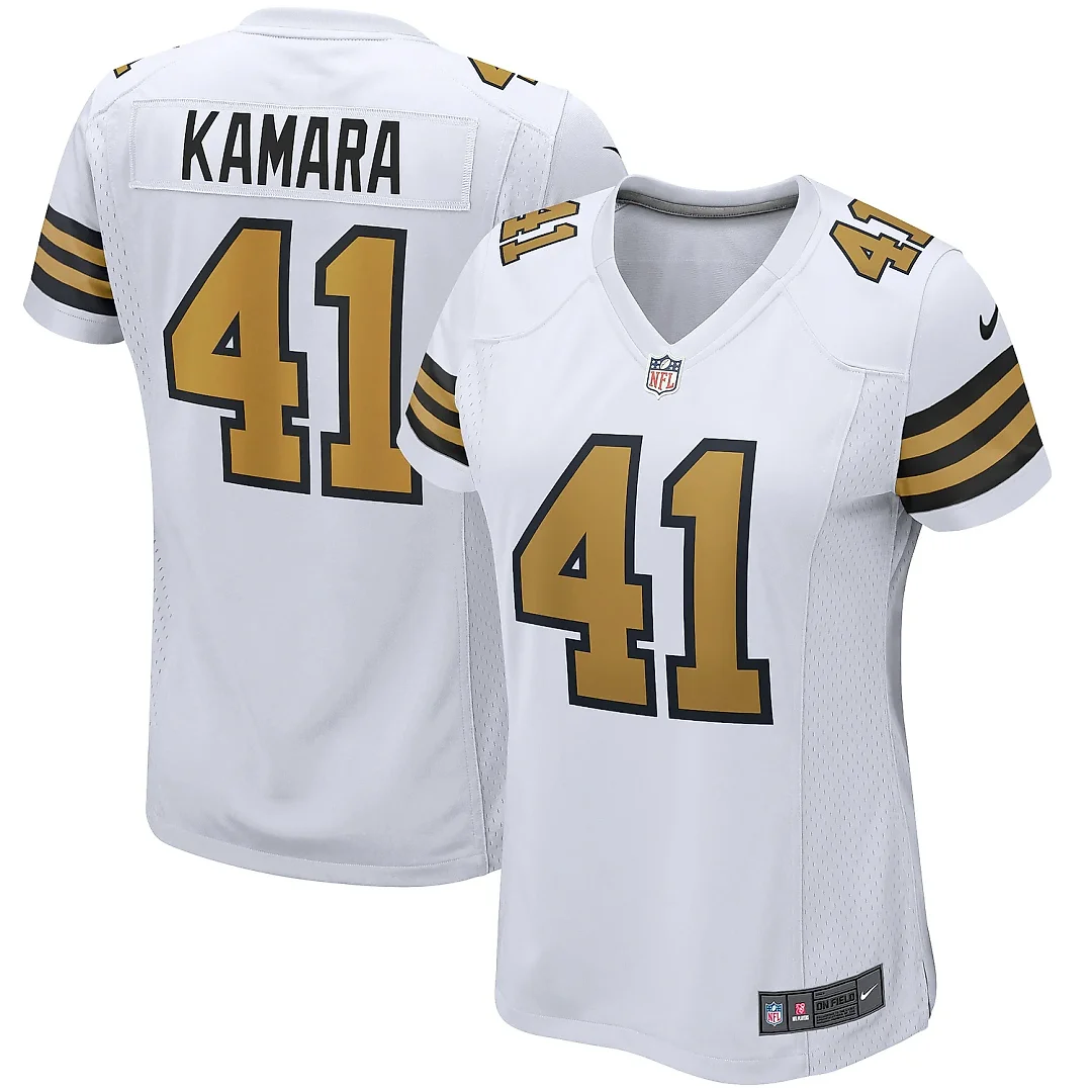 Zennovawear Women's New Orleans Saints Alvin Kamara White Alternate Game Player Jersey