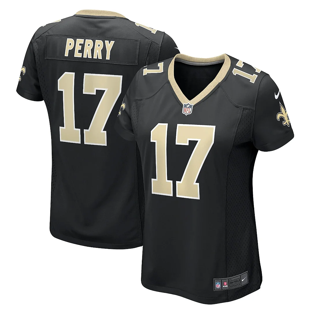 Zennovawear Women's New Orleans Saints A.T. Perry Black Team Game Jersey