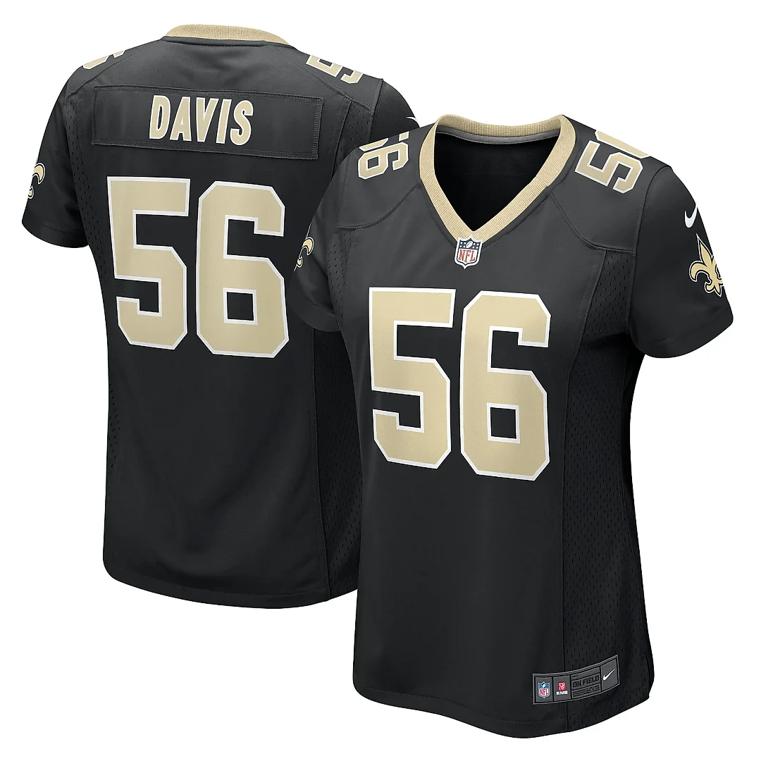 Zennovawear Women's New Orleans Saints Demario Davis Black Game Jersey