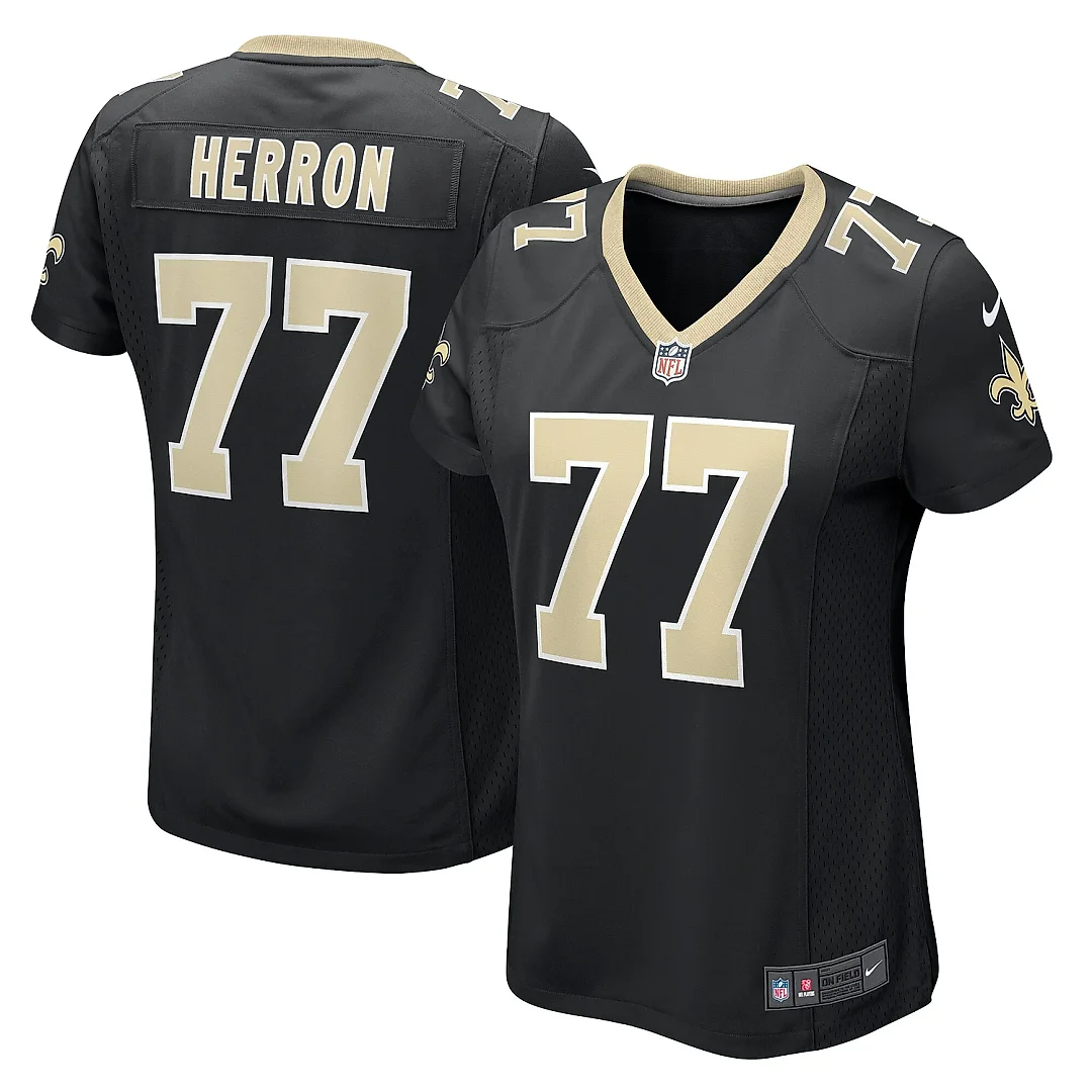 Zennovawear Women's New Orleans Saints Justin Herron Black Game Jersey