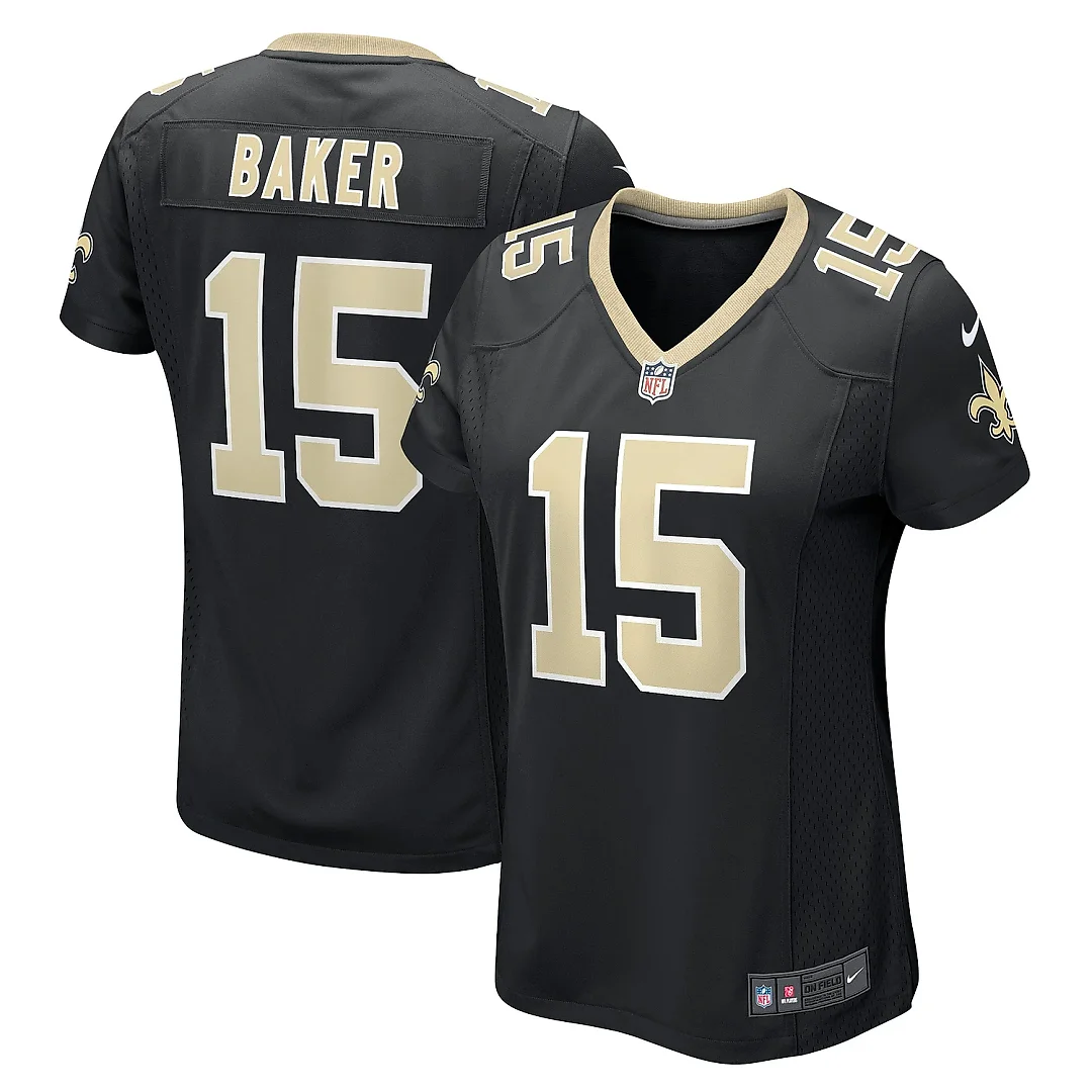 Zennovawear Women's New Orleans Saints Kawaan Baker Black Game Player Jersey