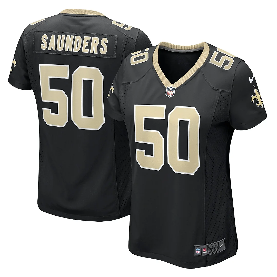 Zennovawear Women's New Orleans Saints Khalen Saunders Black Game Jersey