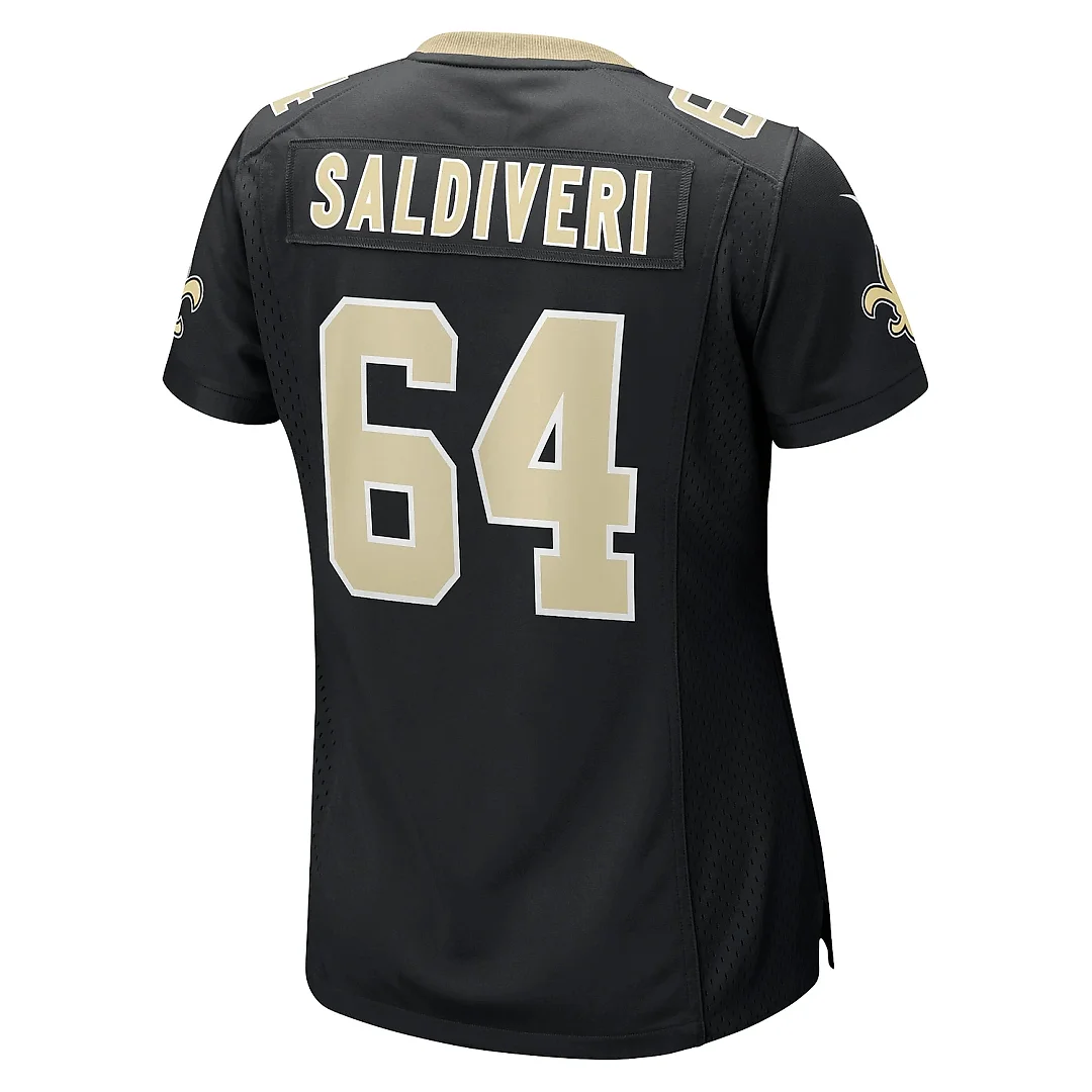 Zennovawear Women's New Orleans Saints Nick Saldiveri Black Team Game Jersey