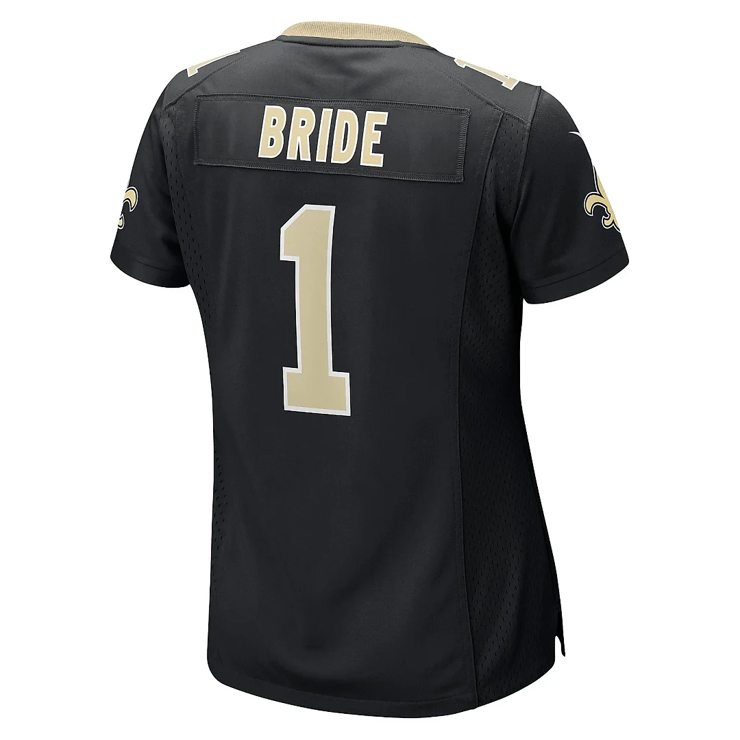 Zennovawear Women's New Orleans Saints Number 1 Bride Black Game Jersey