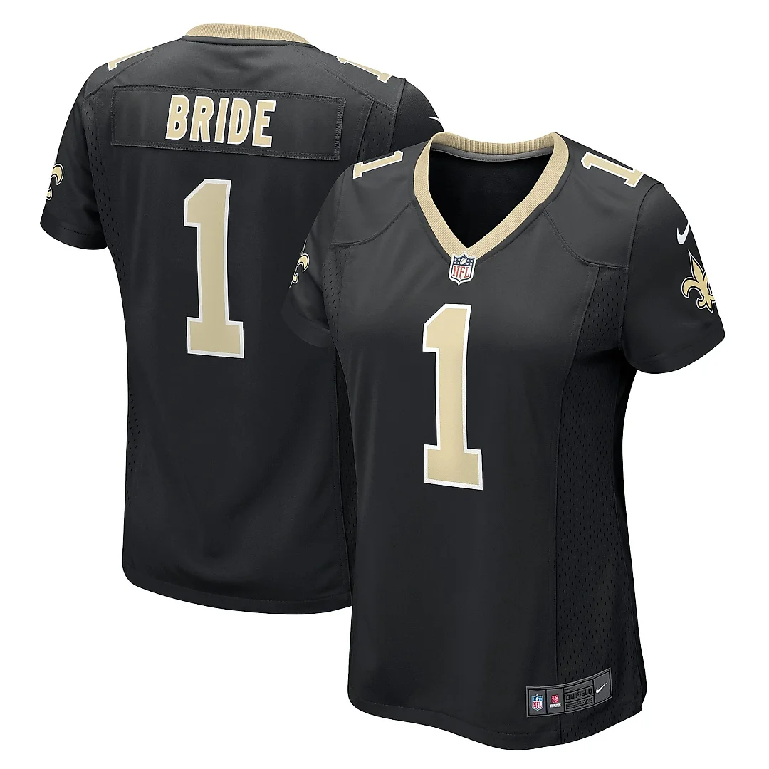 Zennovawear Women's New Orleans Saints Number 1 Bride Black Game Jersey