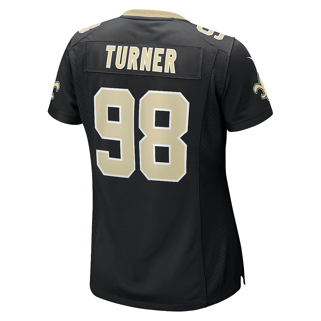 Zennovawear Women's New Orleans Saints Payton Turner Black Game Jersey